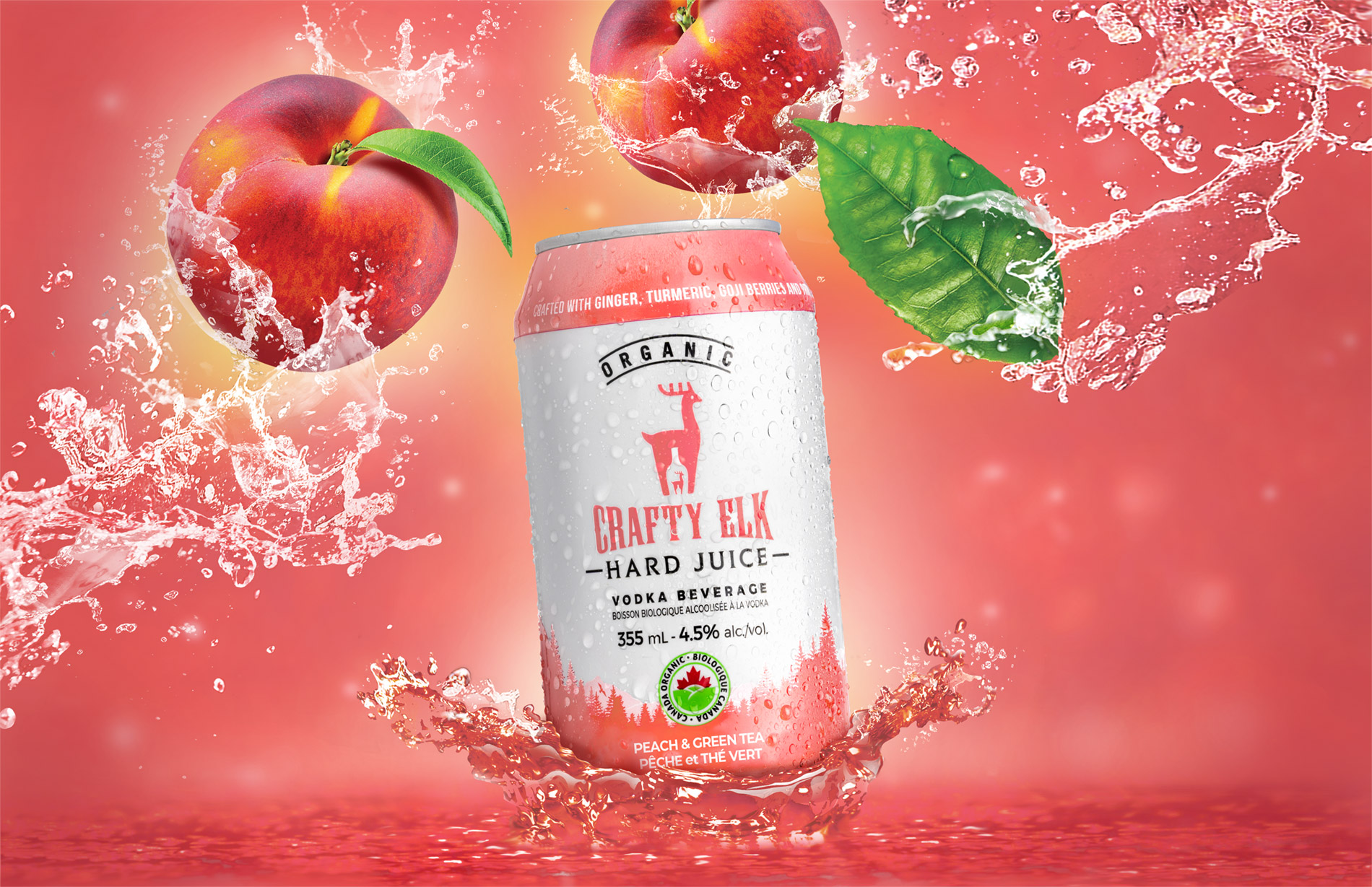 Home Crafty Elk Organic Hard Juice, Vodka Beverages.